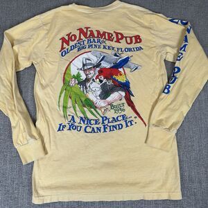 No Name Pub Big Pine Key Florida Bar Graphic T-shirt Men Small Yellow VTG Long